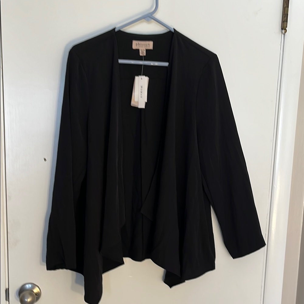Philosophy Black Waterfall  Silky Cardigan 1X  NWT